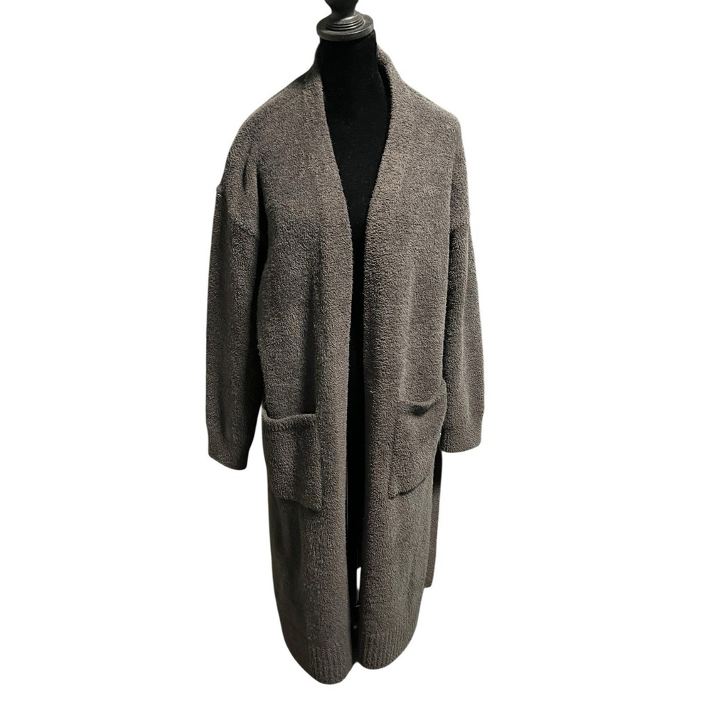 Barefoot Dreams CozyChic Open Front Gray Duster Cardigan Sweater XS 21" PTP